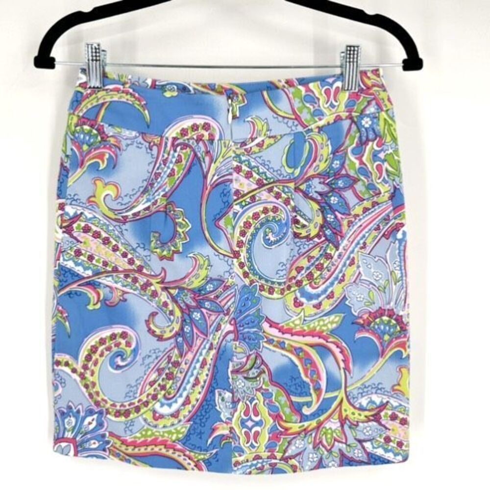 Melly M Womens Floral Paisley Lined Stretch Pencil Skirt Blue Green Size Medium